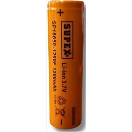 Supex 18650-1200F 3.7V 1200MA Şarjlı Li-on Pil Düz Kafa Pil