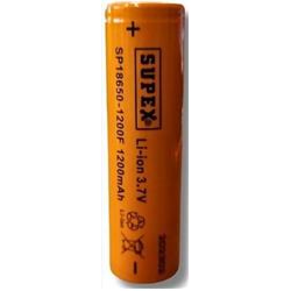 Supex 18650-1200F 3.7V 1200MA Şarjlı Li-on Pil Düz Kafa Pil