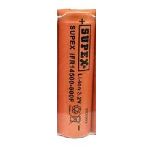 Supex IFR14500-600F 3.2V Düz Kafa LifePo4 Pil