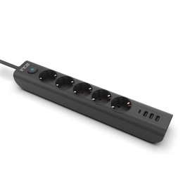 INCA IPW-44TU 5li 1,5mt Siyah 3Usb+Typ-C Akım Korumalı  Led Tuşlu Priz 