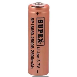 Supex 18650-2500S Şarjlı 3.7 V-2500 mAh Lityum Pil Tırnaklı