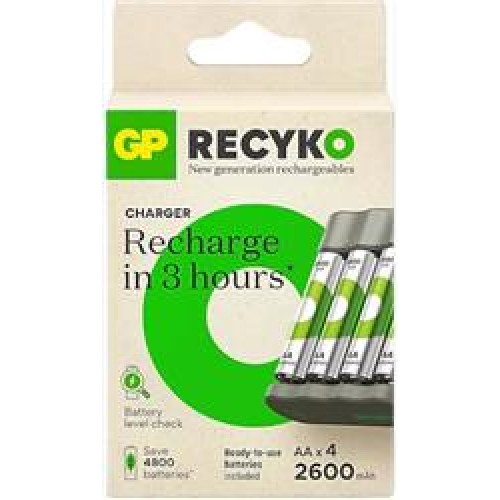GP E411 Usb Şarj Cihaz + 4 Adet AA 2600 mAh Şarjlı Kalem Pil 