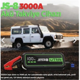 ULTRAI Jstar 8 20000mAh 3000A Jump Starter Taşınabilir Araç Akü Şarj Bataryası 
