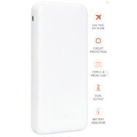 SnapMax SNP-3000 Beyaz 10.000 mah Powerbank 2x USB Çıkışlı 1 Type-C ve 1 Micro Girişli