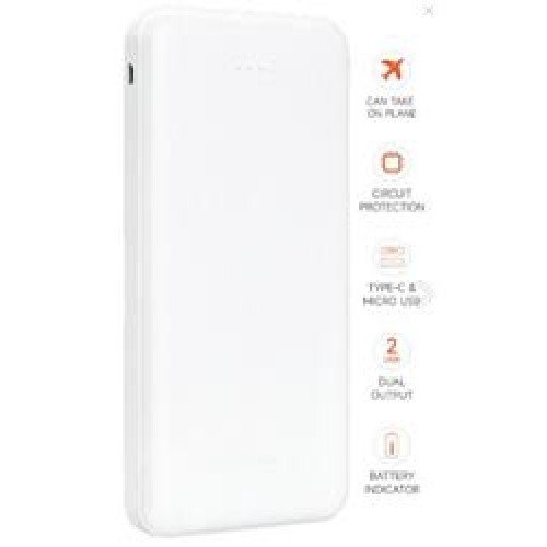 SnapMax SNP-3000 Beyaz 10.000 mah Powerbank 2x USB Çıkışlı 1 Type-C ve 1 Micro Girişli