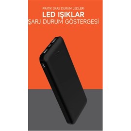 SnapMax SNP-3001 Siyah 10.000 mah Powerbank 2x USB Çıkışlı 1 Type-C ve 1 Micro Girişli