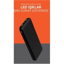 SnapMax SNP-3001 Siyah 10.000 mah Powerbank 2x USB Çıkışlı 1 Type-C ve 1 Micro Girişli