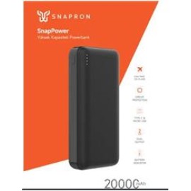SNAPRON Snp 3002 Siyah Powerbank 20.000 Mah. Hızlı Şarj Özellikli. Usb Kablo Dahil