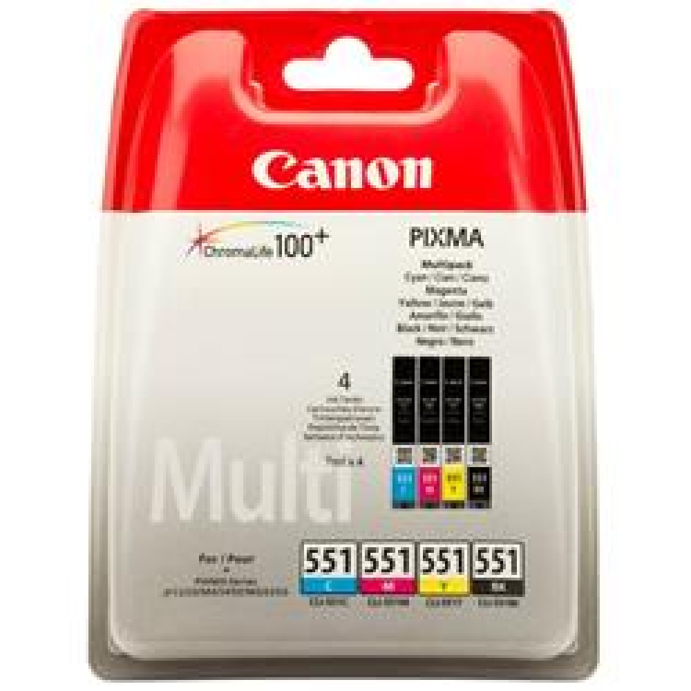 Canon CLI-551 Cyan-Magenta-Yellow-Black Mavi-Kırmızı-Sarı-Siyah 4'lü Multipack Kartuş 