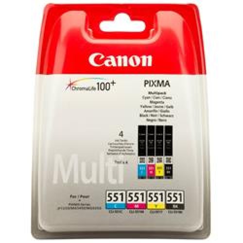 Canon CLI-551 Cyan-Magenta-Yellow-Black Mavi-Kırmızı-Sarı-Siyah 4'lü Multipack Kartuş 