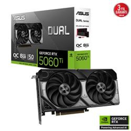 Asus Dual GeForce RTX 5060 Ti 8GB GDDR7 OC Edition 28 Gbps 128-bit DUAL-RTX5060TI-O8G Ekran Kartı