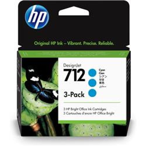 HP 712 Cyan Mavi 29ML 3Lü Paket Plotter Kartuşu 3ED77A