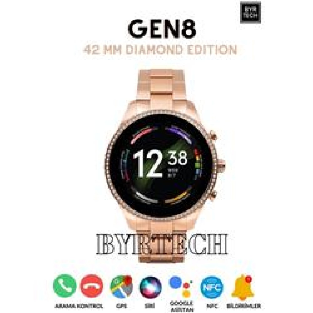 Megatech GEN 8 42 mm GPS-NFC-Siri Destekli Smartwatch Diamond Edition Akıllı Saat