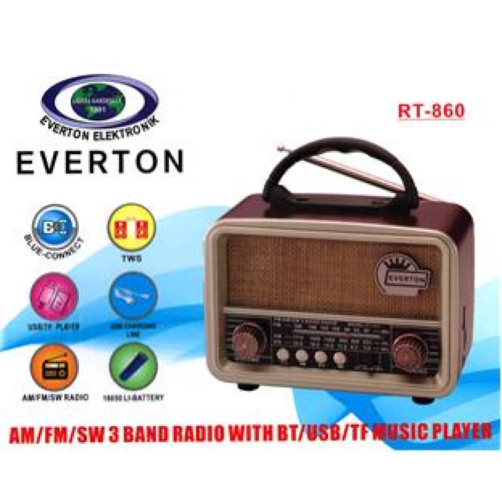 Everton Rt-860 Bluetooth Fm-usb-sd-  Şarjlı Nostalji Radyo 