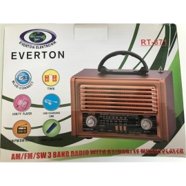Everton Rt-871bt Bluetooth Fm-Usb-Tf Card-  Şarjlı Nostaljik Radyo 