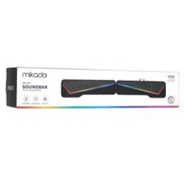 Mikado MD-S157 2.0 5Wx2CH RGB Ledli Oyuncu Siyah USB Sound Bar Speaker Hoparlör