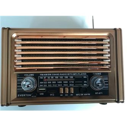 Everton Rt-871bt Bluetooth Fm-Usb-Tf Card-  Şarjlı Nostaljik Radyo 