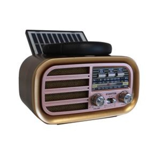 Everton Rt-877 Güneş Enerji Panelli Bluetooth Fm-Usb-Tf-Aux Şarjlı Nostaljik Radyo