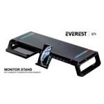 Everest ST1 4 USB Hub RGB Işıklı Katlanabilir Yükseklik Ayarlı Siyah Monitör Standı