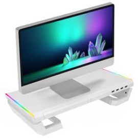 Everest ST1 4 USB Hub RGB Işıklı Katlanabilir Yükseklik Ayarlı Beyaz Monitör Standı