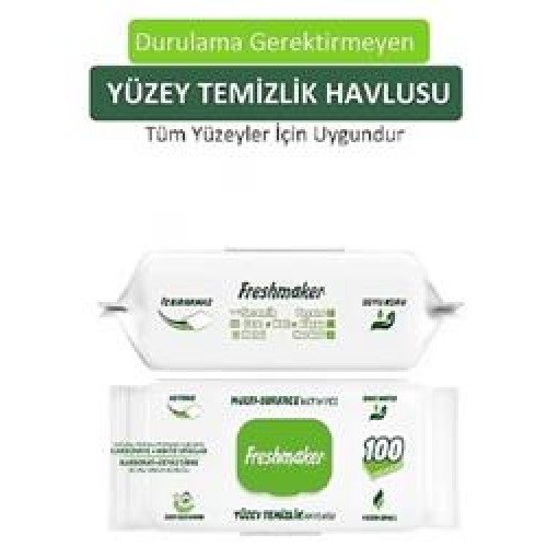 Freshmaker Yüzeysil Yeşil  Islak Mendil 100lü Karbonatı+Beyaz Sirke)(Mermer-Ahşap-Metal-Seramik)