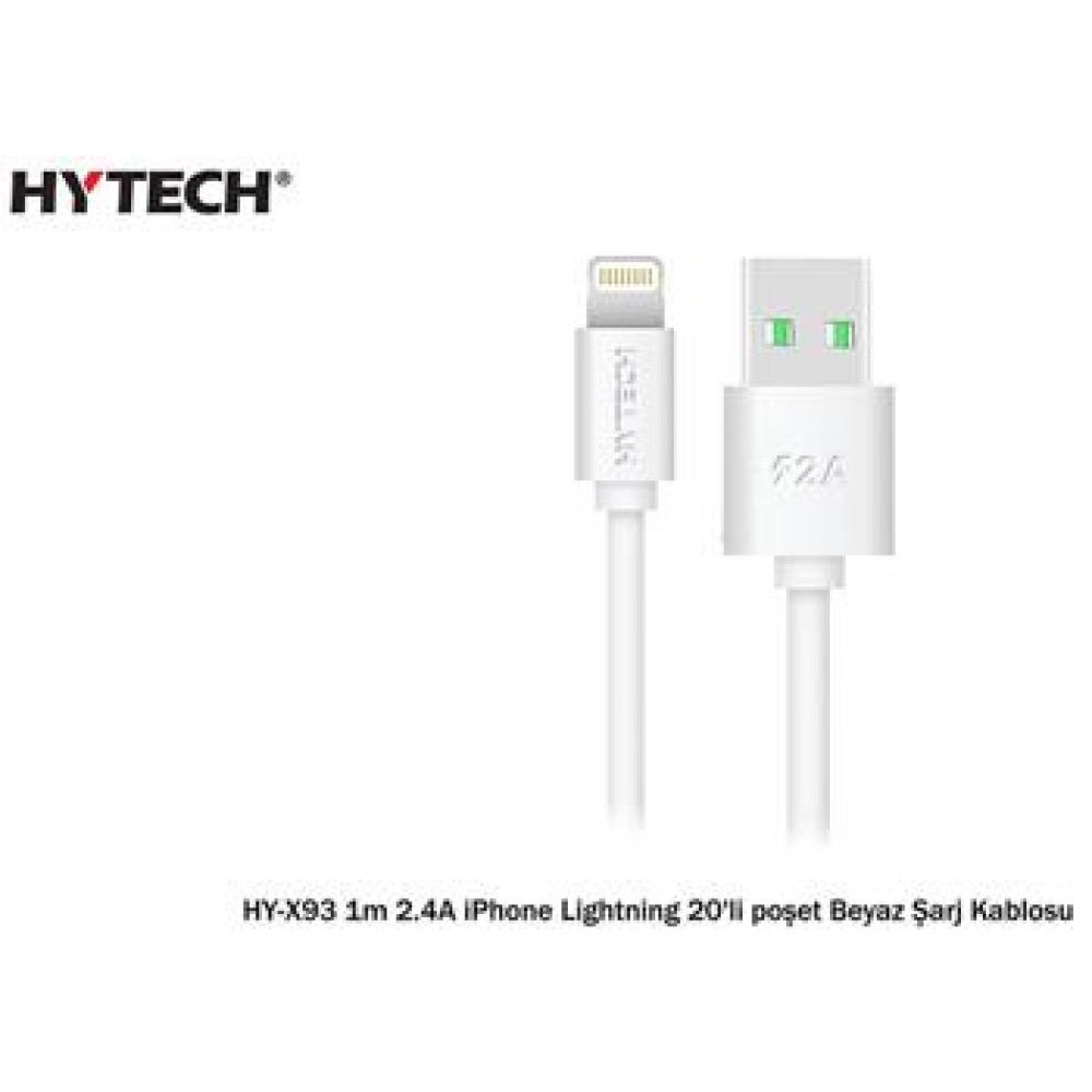 Hytech HY-X93 1m 2.A iPhone Lightning Beyaz Şarj Kablosu
