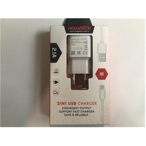 Megatech Eco 2.1A İphone Kablo+Ev Şarj Kafa  