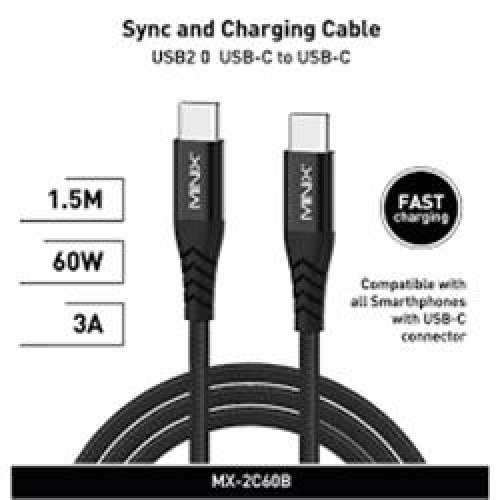 Minix MX-2C60W USB-C to USB-C 150cm Siyah Kablo