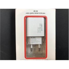 Elba ELB01-25WPD Beyaz 25W Şarj Kafa Type USB-C PD3.0-QC4.0(Akım Koruma-Hızlı Şarj-Isıya Dayanıklı)