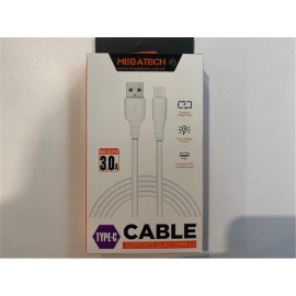 Megatech CHC65 3.0a 1mt Beyaz Usb Type-c Şarj Kablosu 