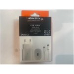 Megatech Mt-25w QC:3.0 PD:3.0 Ev Şarj Kafa+ Type-C To Type-C Şarj Kafası Hızlı Şarj  