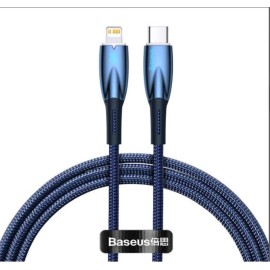 Baseus Glimmer Series Mavi CADH000003 1mt 20W Type-C to Lightning Şarj Kablosu Örgülü