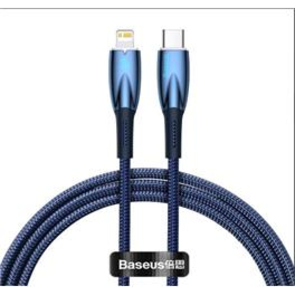 Baseus Glimmer Series Mavi CADH000003 1mt 20W Type-C to Lightning Şarj Kablosu Örgülü