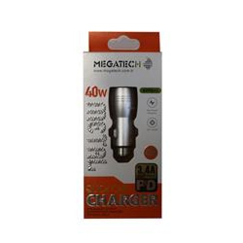 Megatech T05-M24 Re Gri 3.4A 40W Usb Çelik Araç Şarj Aleti 