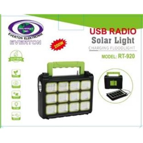 Everton Rt-920 Şarjlı 200w Solar Panelli Projektör (Radyolu)