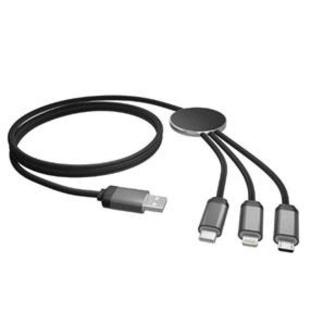 S-link SL-CP110 1m 2A MicroUSB+Lightning+TypeC 3 in 1 LED Logolu Şarj Kablosu
