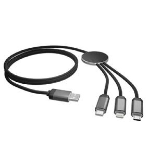 S-link SL-CP110 1m 2A MicroUSB+Lightning+TypeC 3 in 1 LED Logolu Şarj Kablosu