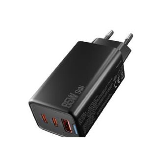 Hytech HY-XEG65 2-USB-C + USB-A GAN PD 65W - QC 18W Type PD-PPS Siyah EV-NOTEBOOK Şarj Adaptör