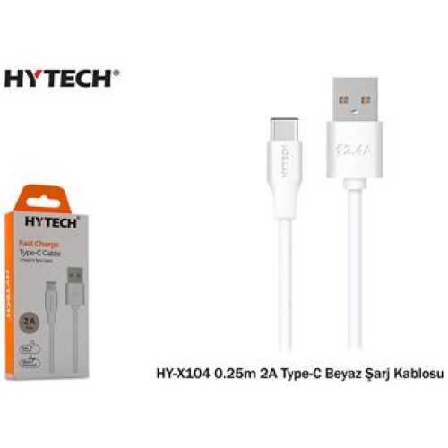 Hytech HY-X104 0.25m 2A Type-C Beyaz Şarj Kablosu