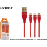 Hytech HY-X505 1.2M 3A MicroUSB+Lightning+TypeC 3 