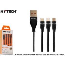 Hytech HY-X505 1.2M 3A MicroUSB+Lightning+TypeC 3 