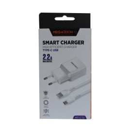 Megatech MT-Ct1 2.1a  2ın1 Typc-e Ev Şarj+Type-c Kablo 
