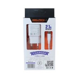 Megatech MT-Ct1 2.1a  2ın1 Typc-e Ev Şarj+Type-c Kablo 