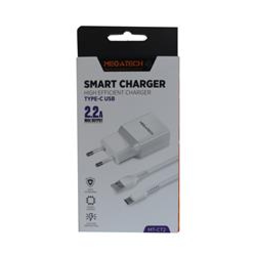Megatech MT-Ct1 2.1a  2ın1 Typc-e Ev Şarj+Type-c Kablo 