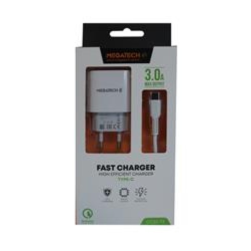 Megatech CC01 (CC22-T3) 5v-3.0A Ev Şarj+Type-c Kablo Hızlı Şarj