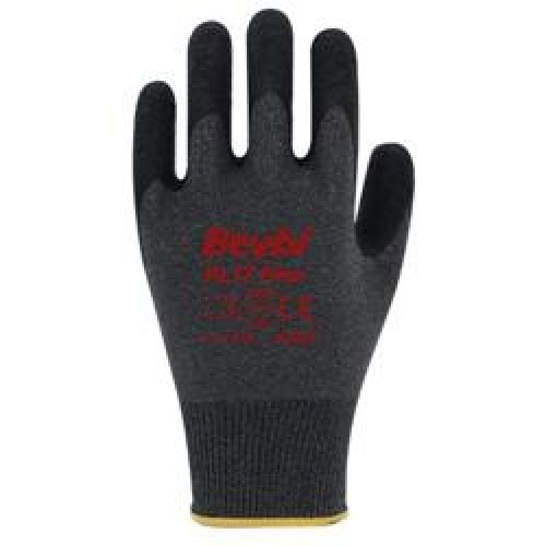 BEYBİ PL17 Flex 10 Beden Siyah Polyesyter Likralı İpten Örülmüş Lateks Kaplı 12li Paket (3131X)