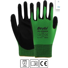 Beybi PU Green 10Beden 12li Paket Poliüretan Kaplı Polyester Örme Ediven(2110X)