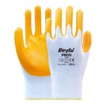 Beybi Nitril PMK PN10 10 Beden 12li Paket Polyester Örme Nitril Eldiven (4141A) Nitril 1-2 Kaplama
