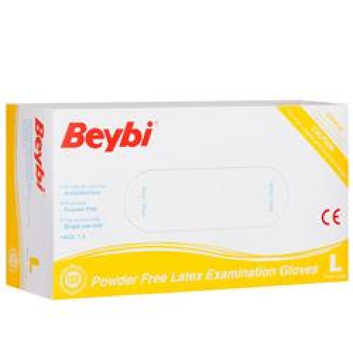 Beybi Lateks Pudrasız (L) Large Beden Muayene Eldiven 100lü Paket 
