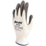 Beybi Nitril Poly PN72 9 Beden Beyaz Gri Eldiven 12li Paket